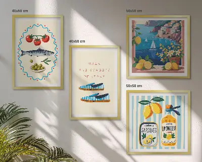 Italian flavors wall art set colorful images on 4 pieces