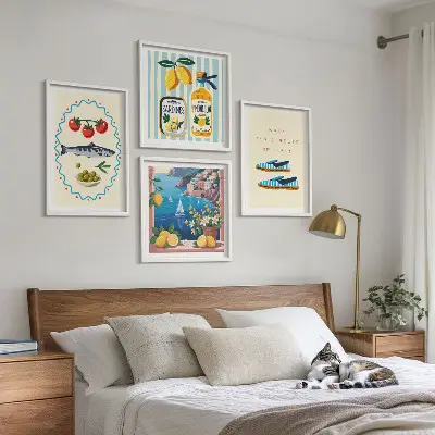 Italian flavors wall art set colorful images on 4 pieces