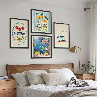 Set of 4 wall art pieces Italian flavors colorful images