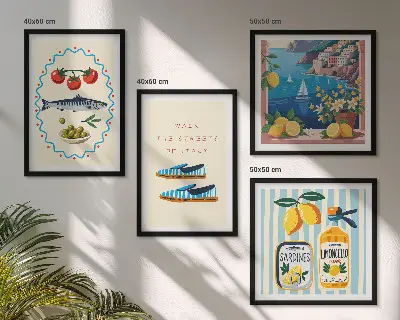 Italian flavors wall art set colorful images on 4 pieces