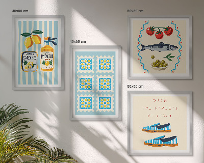 Multi-piece wall decor set Fruit Patterns and Italian Culture
