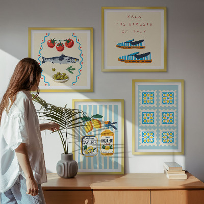 Multi-piece wall decor set Fruit Patterns and Italian Culture