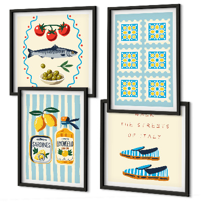 Multi-piece wall decor set Fruit Patterns and Italian Culture