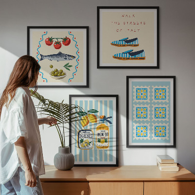 Multi-piece wall decor set Fruit Patterns and Italian Culture