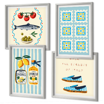 Multi-piece wall decor set Fruit Patterns and Italian Culture