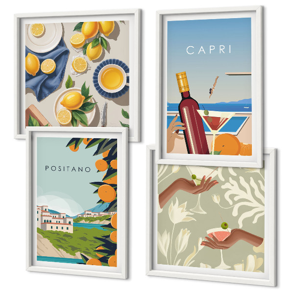 Wall art set Italian Lemon Holidays Capri