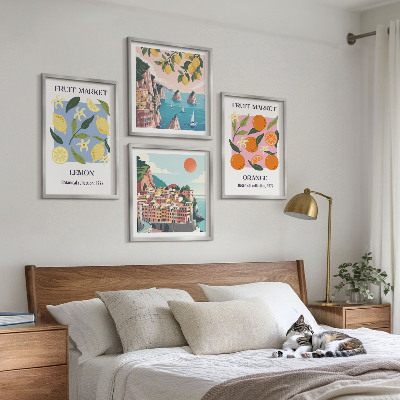 Set of 4 wall art pieces Fruit posters lemons oranges
