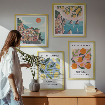 Set of 4 wall art pieces Fruit posters lemons oranges