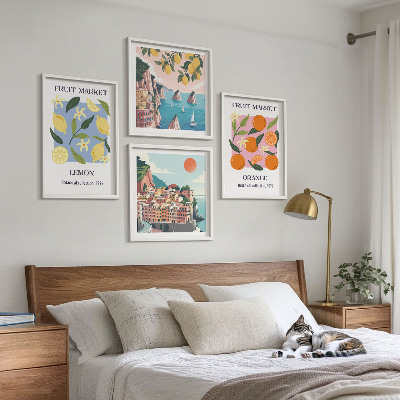 Set of 4 wall art pieces Fruit posters lemons oranges