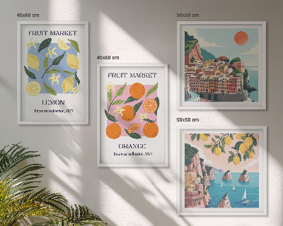 Set of 4 wall art pieces Fruit posters lemons oranges