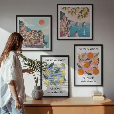 Set of 4 wall art pieces Fruit posters lemons oranges
