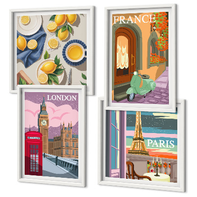 Multi-piece wall decor set Cityscapes Paris London France