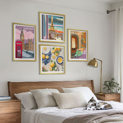 Multi-piece wall decor set Cityscapes Paris London France