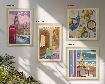 Multi-piece wall decor set featuring Paris and London cityscapes
