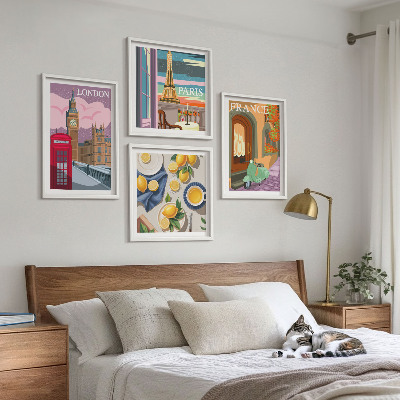 Multi-piece wall decor set Cityscapes Paris London France