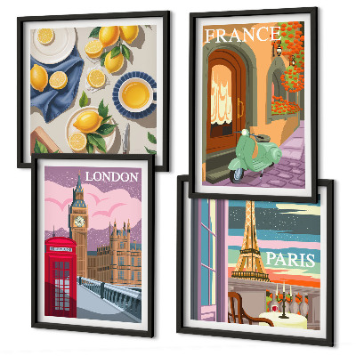 Multi-piece wall decor set Cityscapes Paris London France