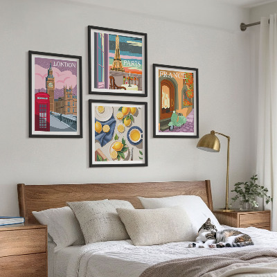 Multi-piece wall decor set Cityscapes Paris London France