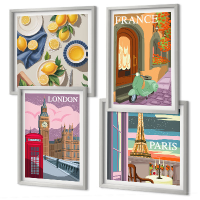 Multi-piece wall decor set Cityscapes Paris London France