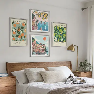 Wall art set vintage fruit pattern posters