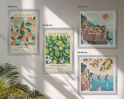 Wall art set Fruit patterns vintage posters