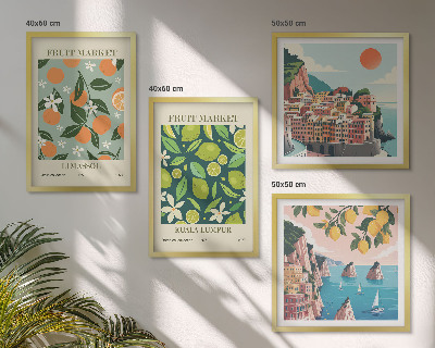 Wall art set Fruit patterns vintage posters