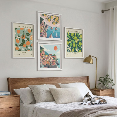 Wall art set Fruit patterns vintage posters