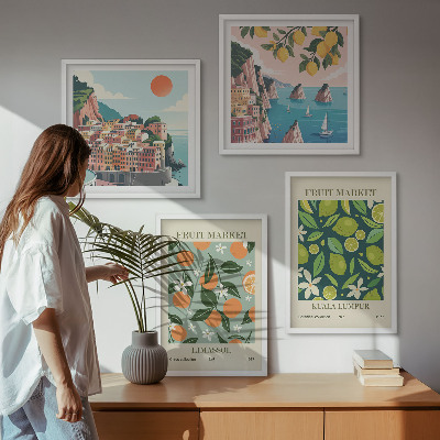 Wall art set Fruit patterns vintage posters