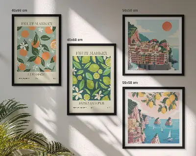 Wall art set vintage fruit pattern posters