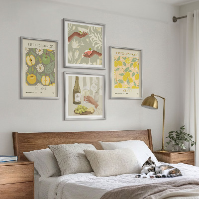 Set of 4 wall art pieces Fruity patterns Italian wine