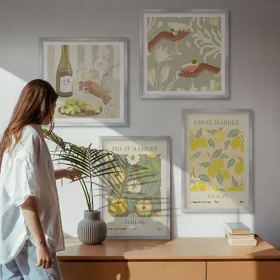 Fruity patterns Italian wine wall art set of 4 pieces