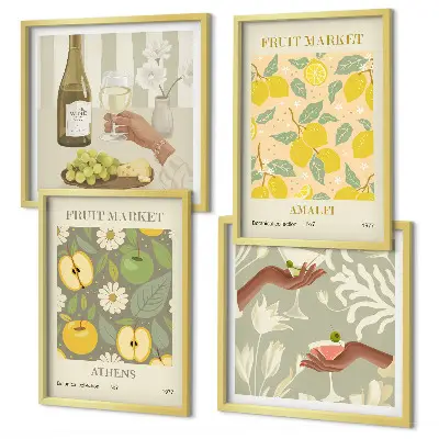 Fruity patterns Italian wine wall art set of 4 pieces