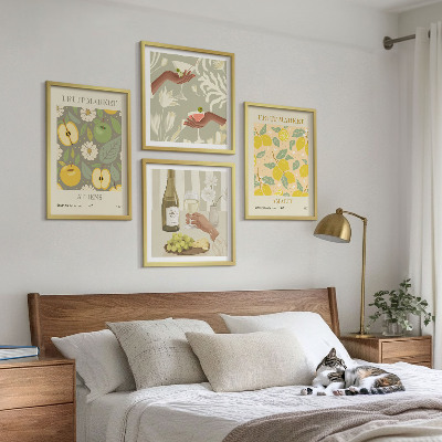Set of 4 wall art pieces Fruity patterns Italian wine