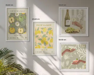 Fruity patterns Italian wine wall art set of 4 pieces