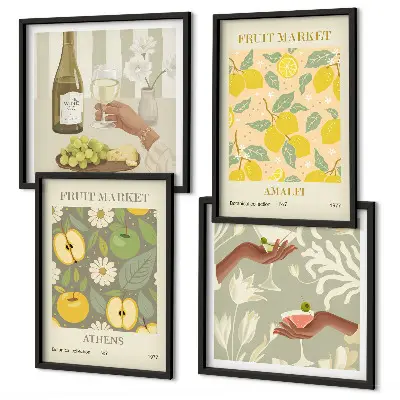 Fruity patterns Italian wine wall art set of 4 pieces