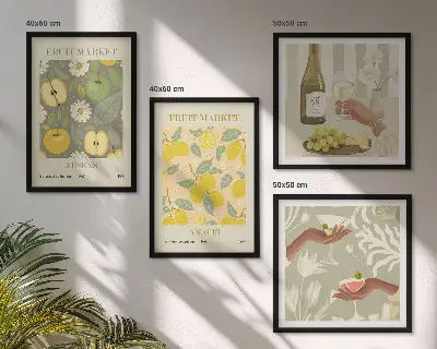 Fruity patterns Italian wine wall art set of 4 pieces