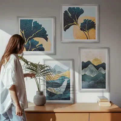 Abstract aesthetic mountain wall decor set multi-piece art
