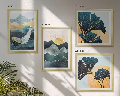 Abstract aesthetic mountain wall decor set multi-piece art