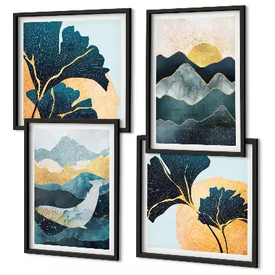 Abstract aesthetic mountain wall decor set multi-piece art