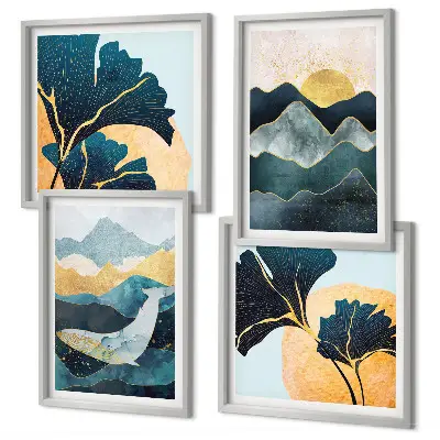 Abstract aesthetic mountain wall decor set multi-piece art