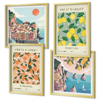 Wall art set Citrus fruits of the Italian tropics