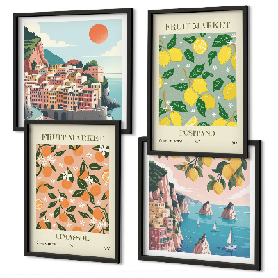 Wall art set Citrus fruits of the Italian tropics