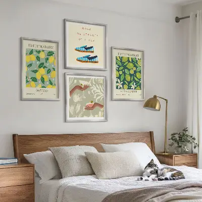 Italian fruit pattern wall art posters set of 4 pieces