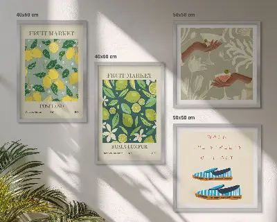 Italian fruit pattern wall art posters set of 4 pieces