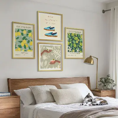 Italian fruit pattern wall art posters set of 4 pieces