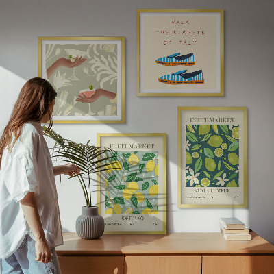Set of 4 wall art pieces Fruit patterns Italian posters