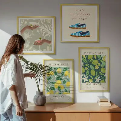 Italian fruit pattern wall art posters set of 4 pieces