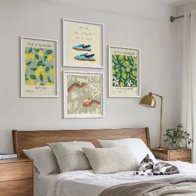 Italian fruit pattern wall art posters set of 4 pieces