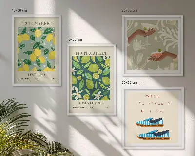 Italian fruit pattern wall art posters set of 4 pieces