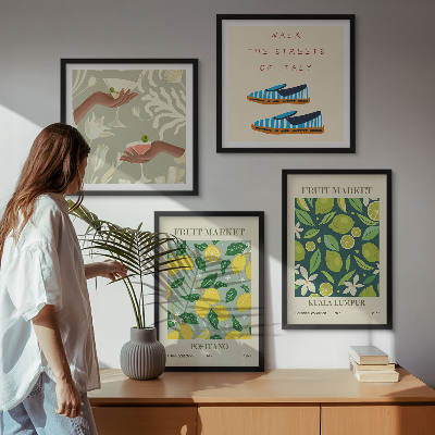 Set of 4 wall art pieces Fruit patterns Italian posters