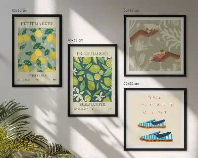 Italian fruit pattern wall art posters set of 4 pieces